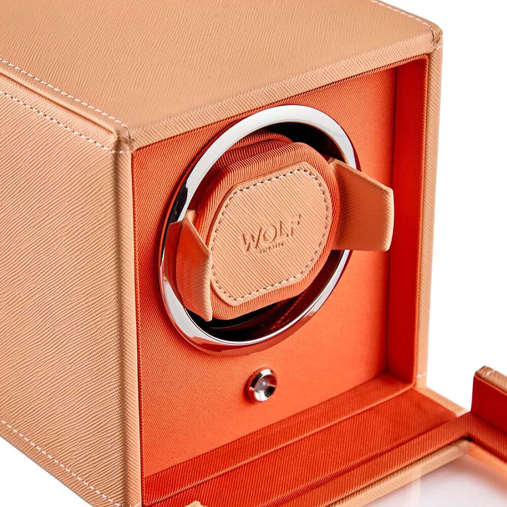 WOLF Cub Seltzer Peach & Orange Single Watch Winder With Cover