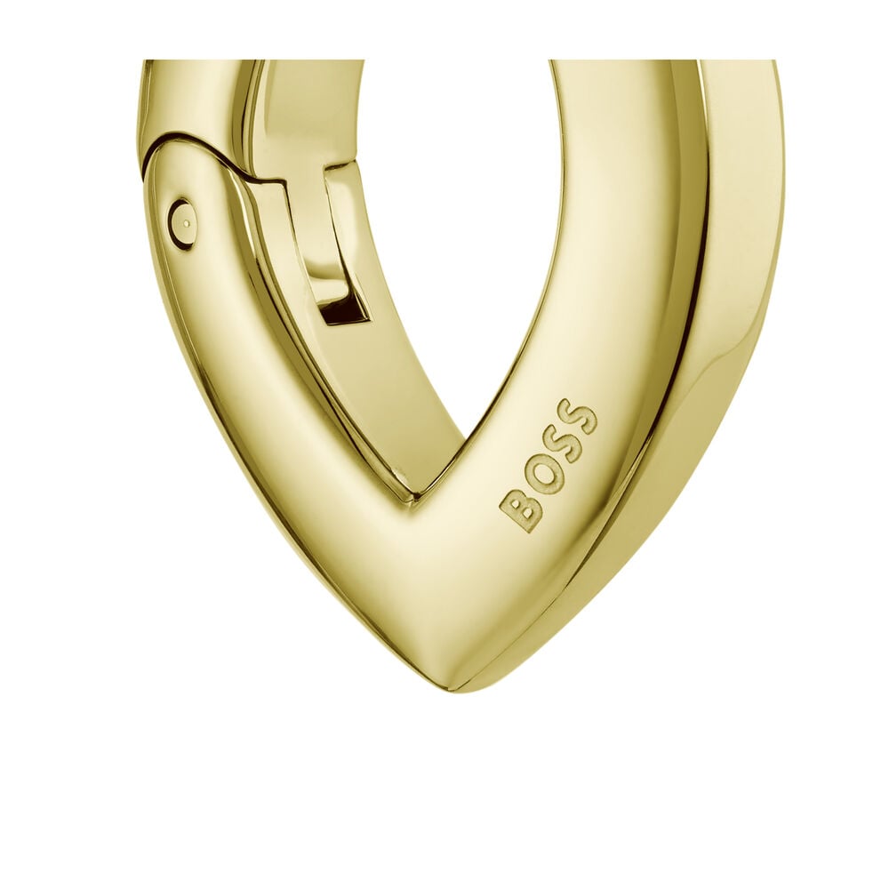 BOSS Fiora Yellow Gold Tone Stainless Steel Hoop Earrings image number 1