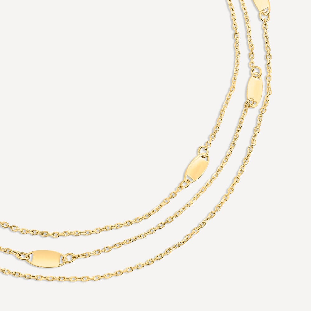9ct Yellow Gold Three Strand Oval Polished Discs Bracelet