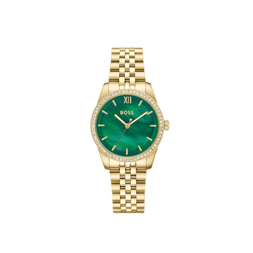 BOSS Graceful 32mm Green Mother of Pearl Dial Gold Tone Steel Bracelet Watch