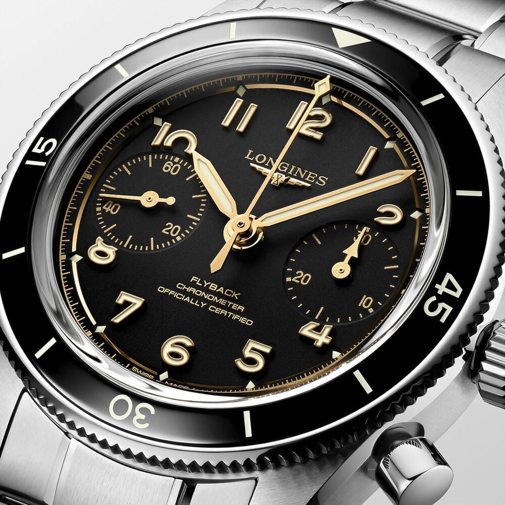 Longines Spirit Pilot Flyback 39mm Black Dial Stainless Steel Bracelet Watch image number 1