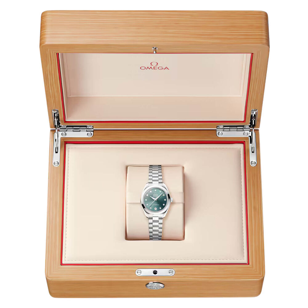 OMEGA Seamaster Aqua Terra 150M 30mm Pine Green Dial Diamond Dots Steel Bracelet Watch image number 8