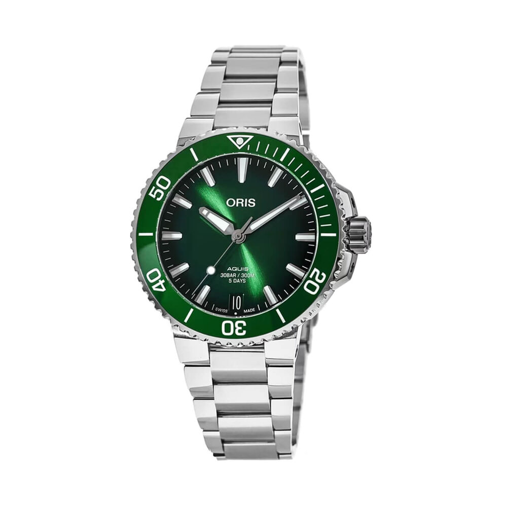 Oris Aquis Date Calibre 400 43.5mm Green Dial Stainless Steel Bracelet Watch image number 0