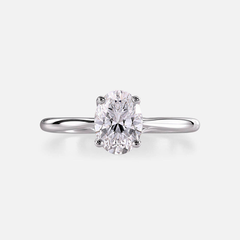 Floral Platinum 1.00ct Oval Diamond Solitaire Ring
