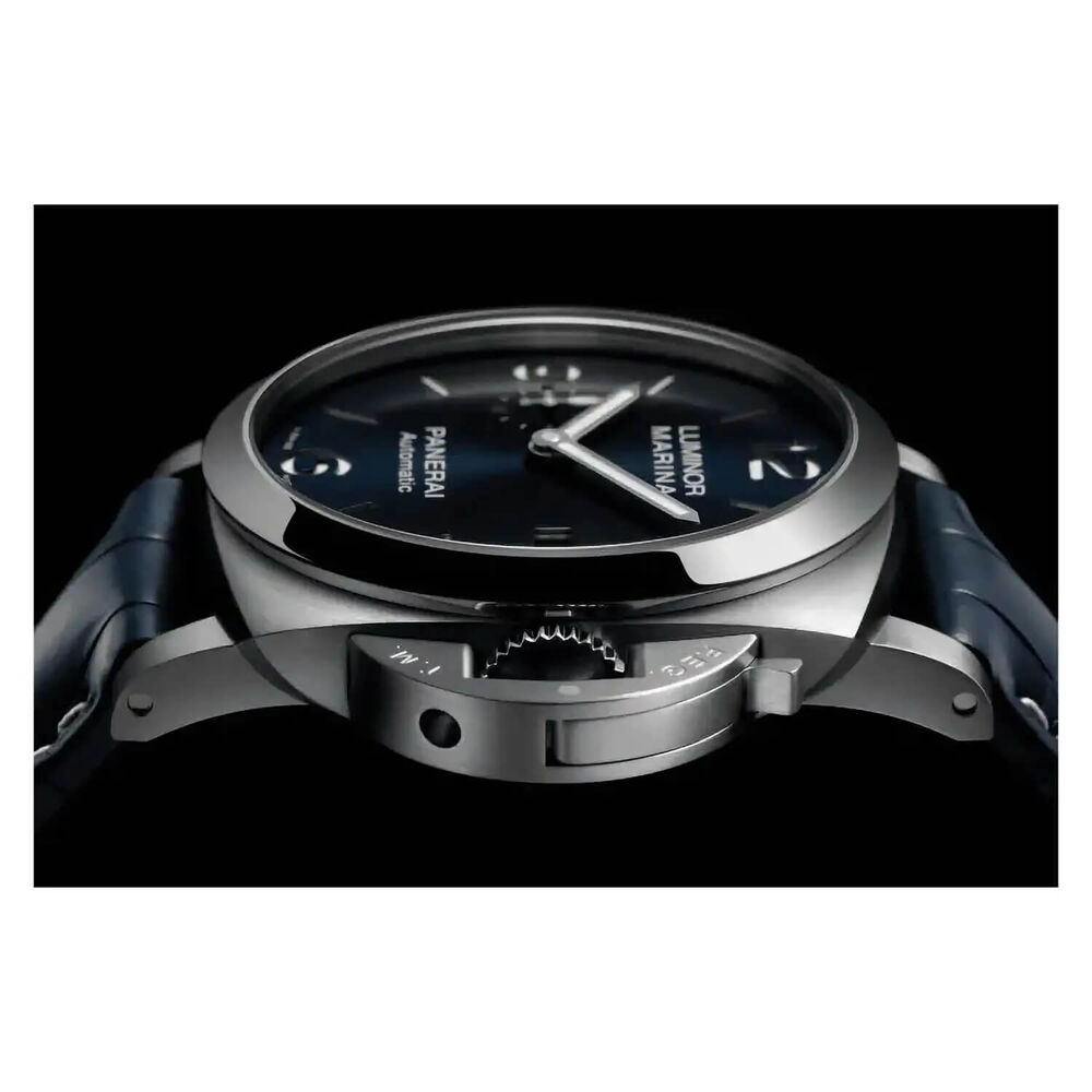 Panerai Luminor 44mm Marina Blue Dial Strap Watch image number 2