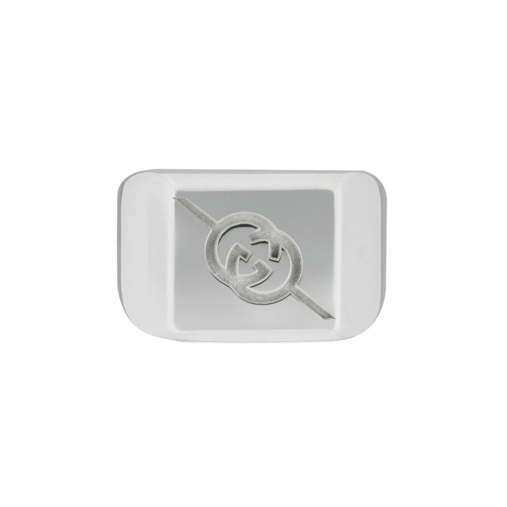 Gucci Interlocking Sterling Silver Square Ring (UK Size Q - R) image number 2