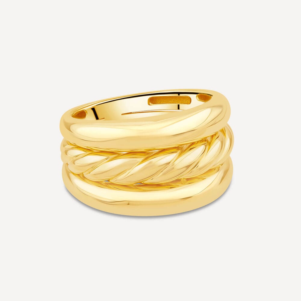 9ct Yellow Gold Wide Plaited Centre Band Ring image number 3