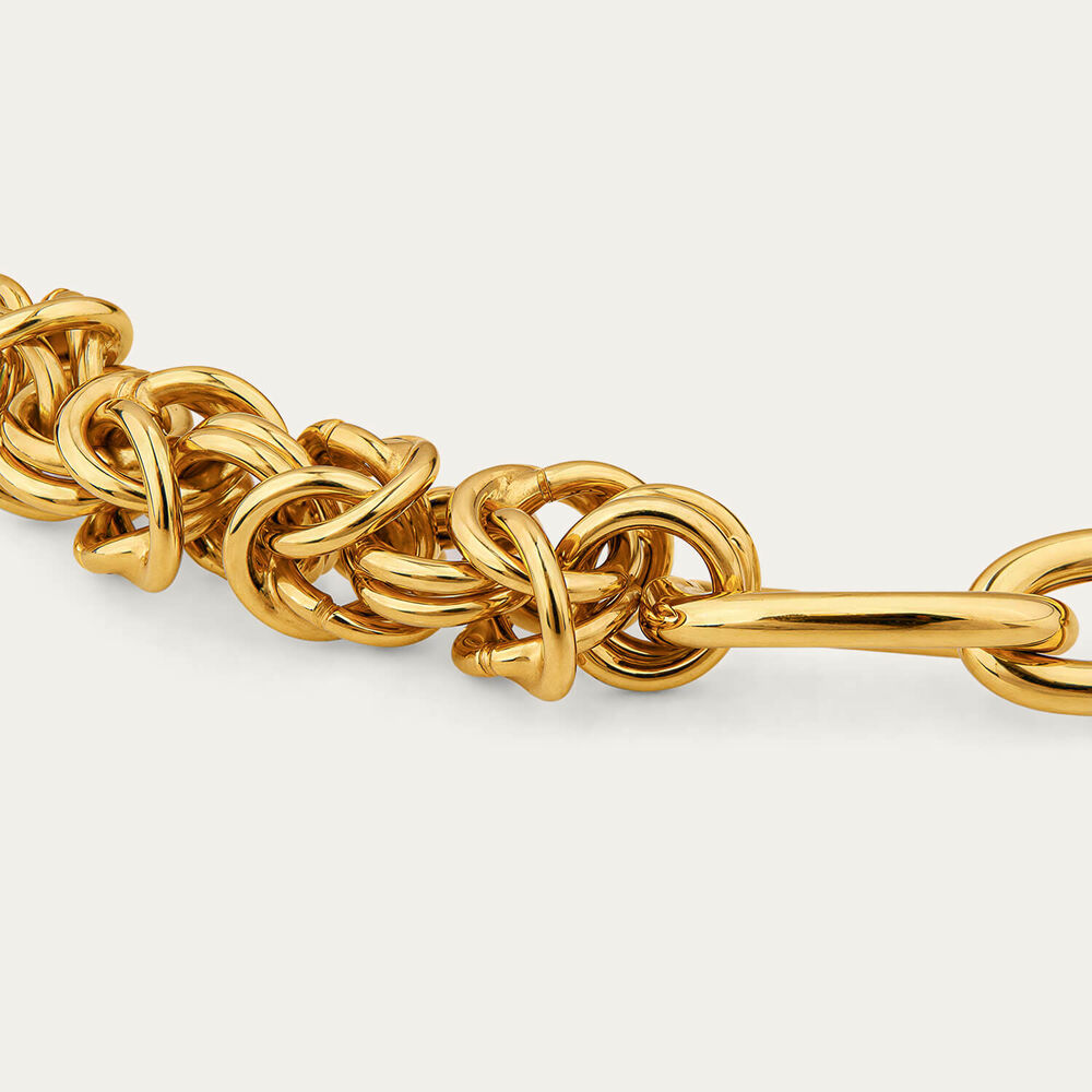Yellow Gold Plated Sterling Silver Twist & Open Link Bracelet