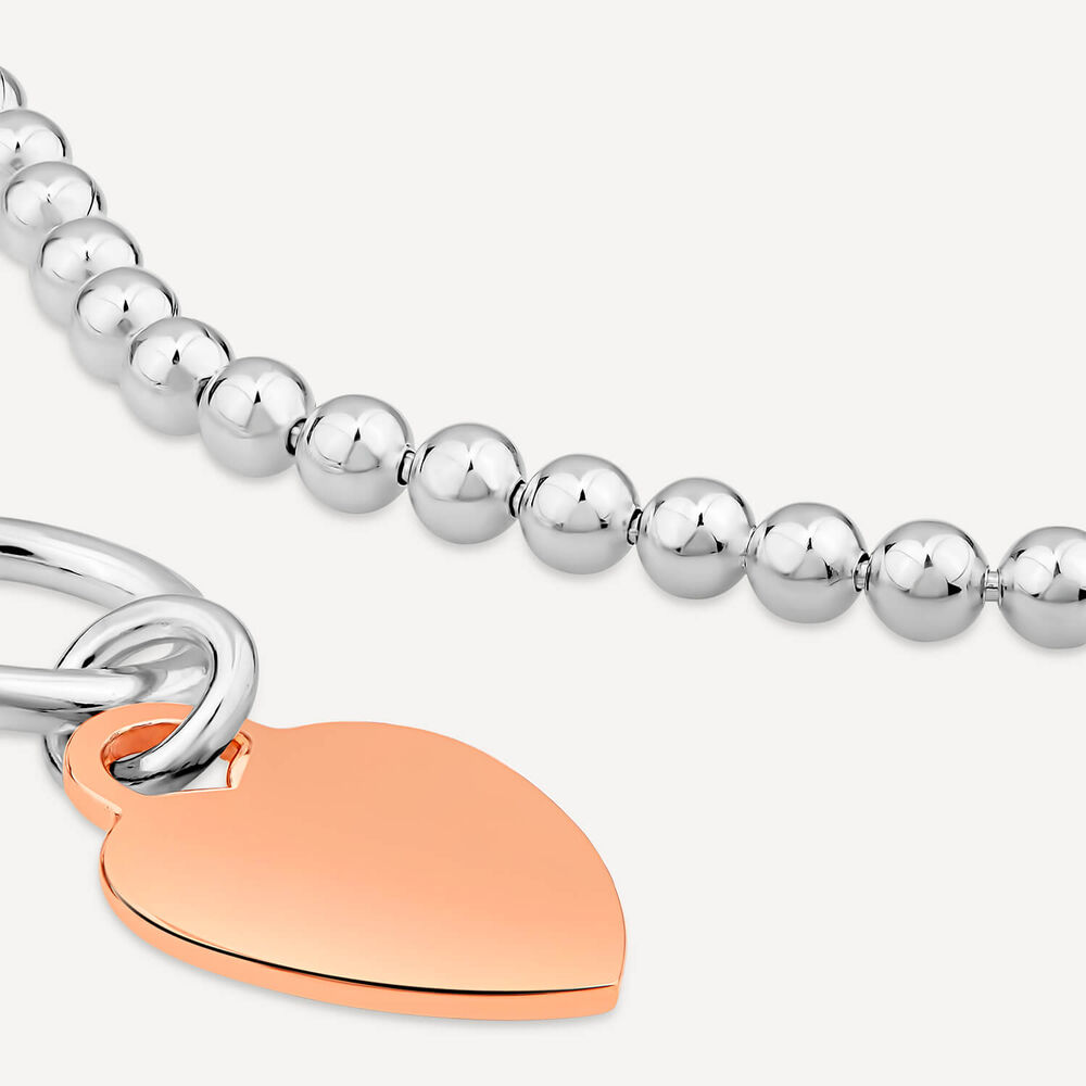 Sterling Silver & Rose Gold Plated Tiffany Heart T-Bar Bracelet image number 3