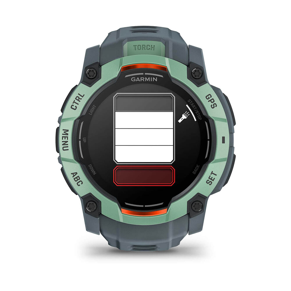 Garmin Instinct 3 AMOLED 50mm Neotropic Bezel Twilight Silicon Strap Watch image number 3