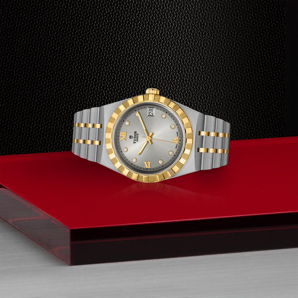 TUDOR Royal 34mm Silver Dial Diamond Dots Two Tone Steel Bracelet Watch image number 3