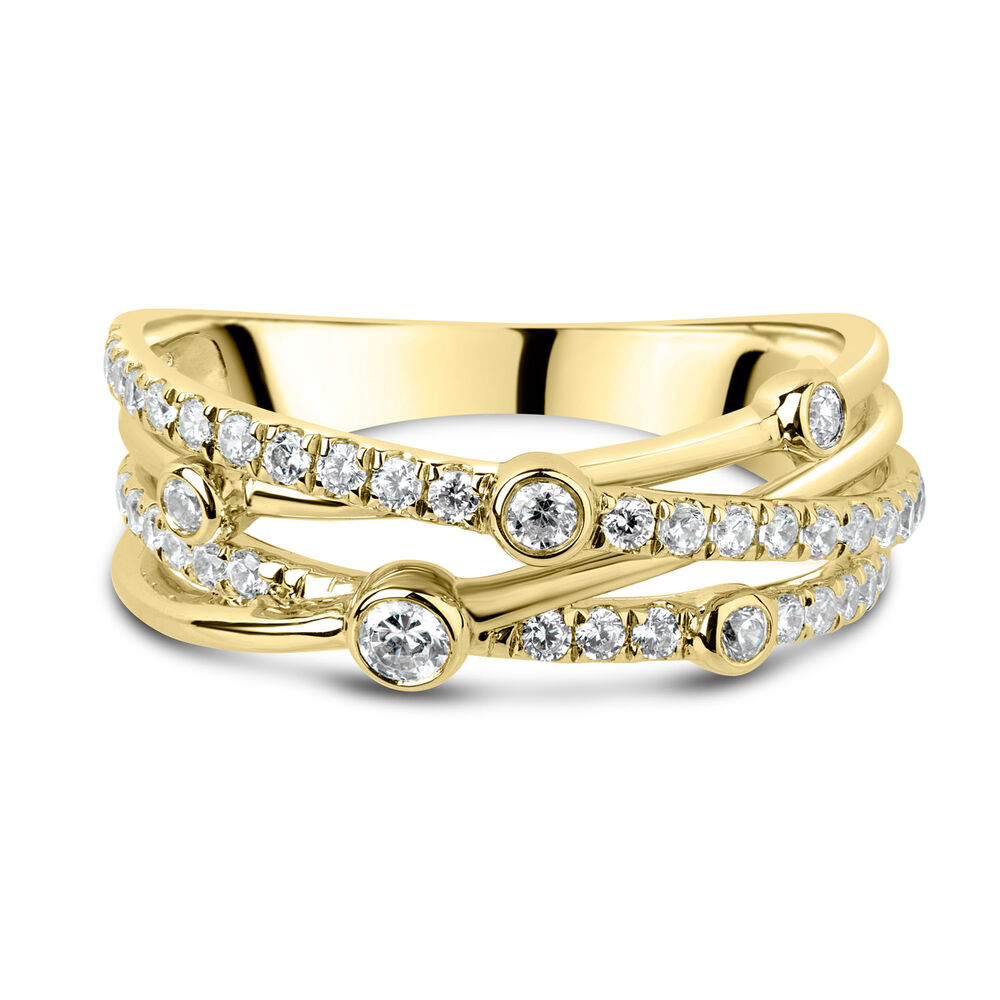 9ct Yellow Gold 0.50ct Diamond Crossover Bubble Ring image number 4