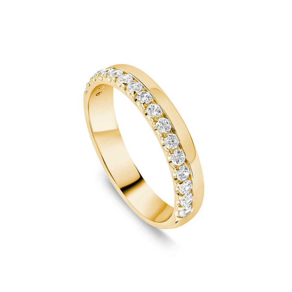 18ct Yellow Gold 3.5mm 0.30ct Diamond Offset Wedding Ring- (Special Order) image number 0