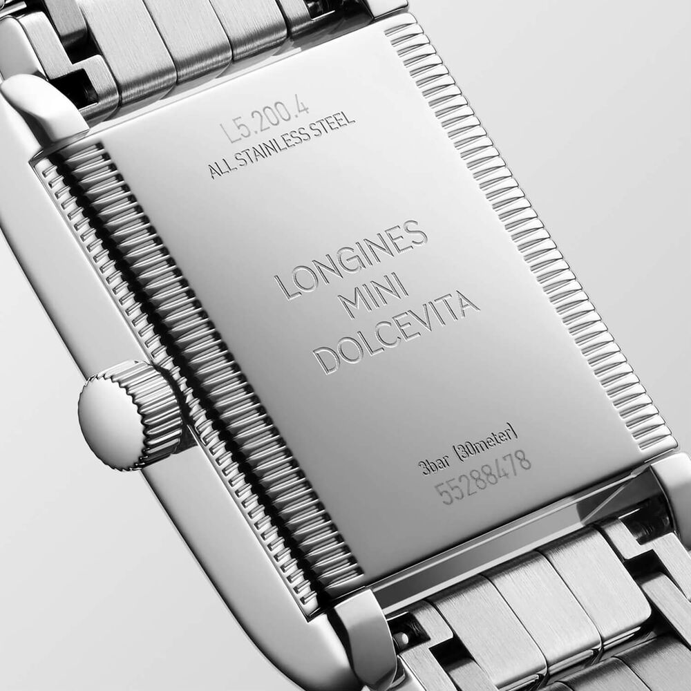 Longines MiniDolcevita 2023 29 X 21.50mm Silver "flinqué" Blue Hands Dial Steel Bracelet Watch image number 4