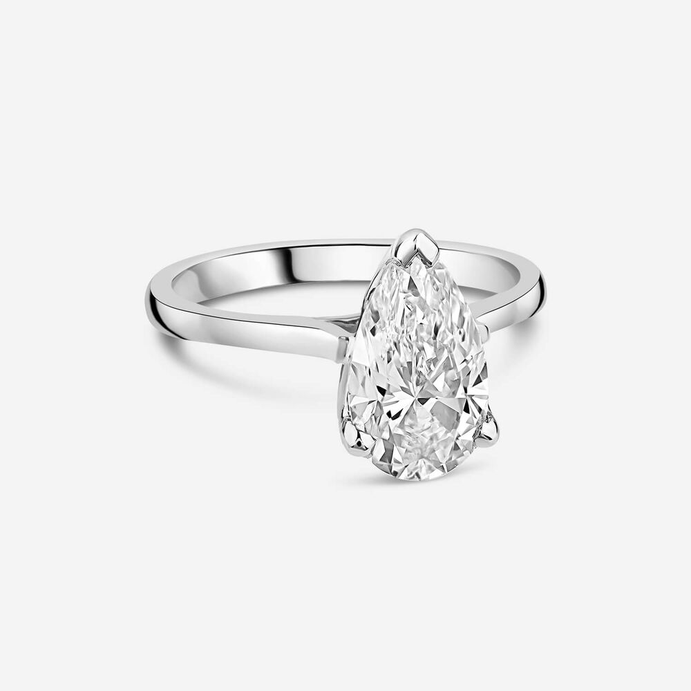 Born Platinum Lab Grown 2ct Pear Diamond Ring image number 2