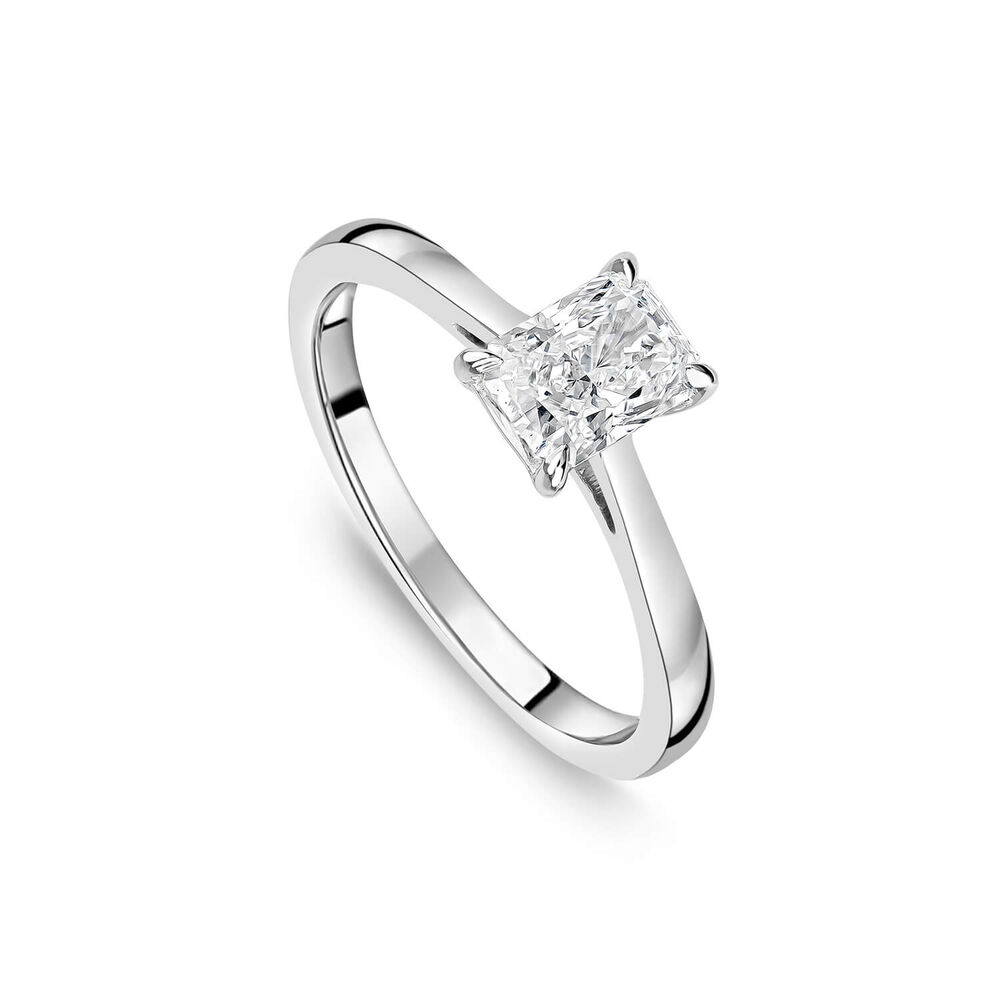 18ct White Gold Lab Grown 1ct Radiant Diamond Engagement Ring image number 0