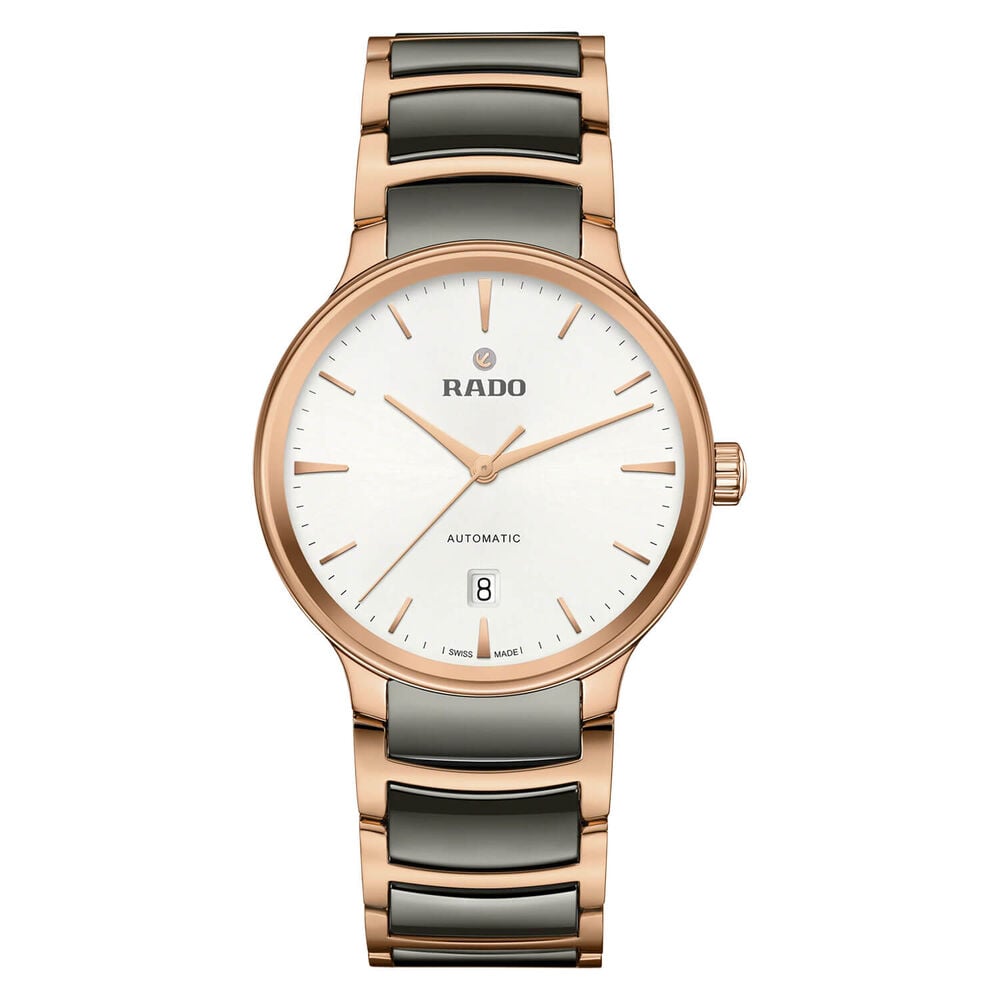 Rado Centrix 39.5mm White Dial Rose Gold Index Bracelet Watch