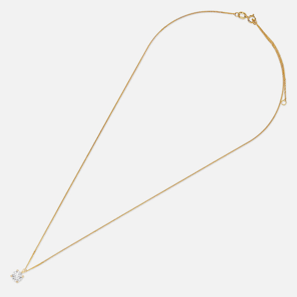 9ct Gold 5mm Four Claw Cubic Zirconia Set Pendant (Chain Included)