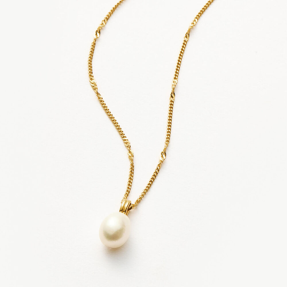 Missoma 18ct Gold Vermeil Sterling Silver Baroque Pearl Twisted Chain Necklace