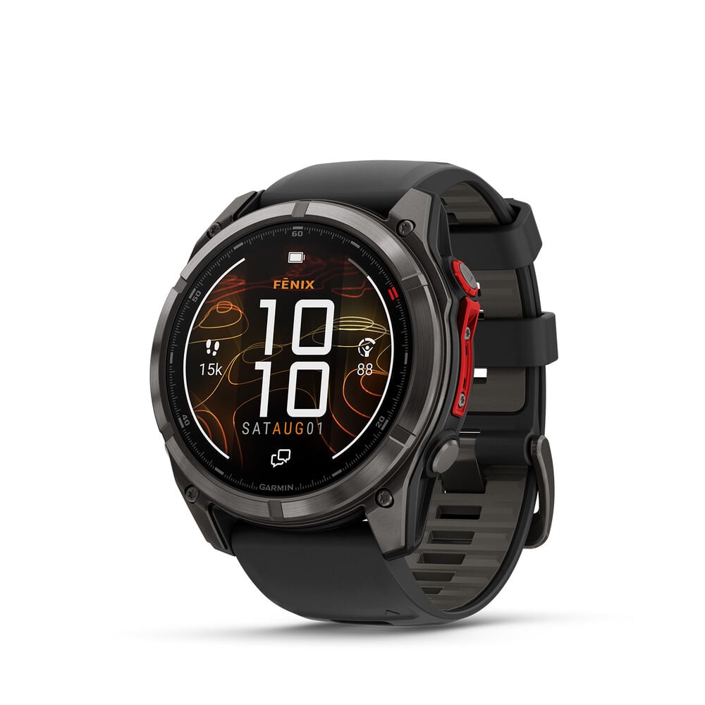 Garmin fenix 8 Pro MicroLED 51mm Carbon Grey DLC Titanium Case Black Silicon Strap Watch