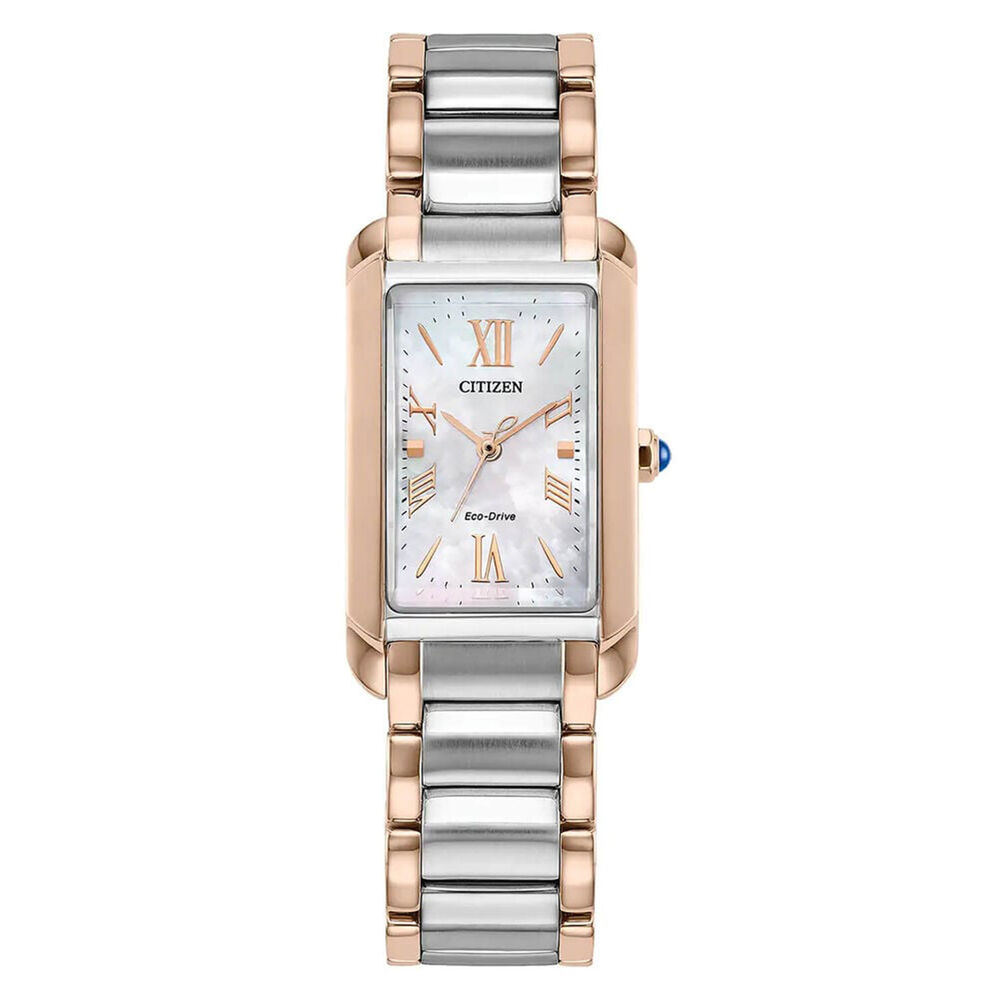 Citizen Eco-Drive L Bianca 32x19mm Mother of Pearl Dial Two Tone Steel Bracelet Watch