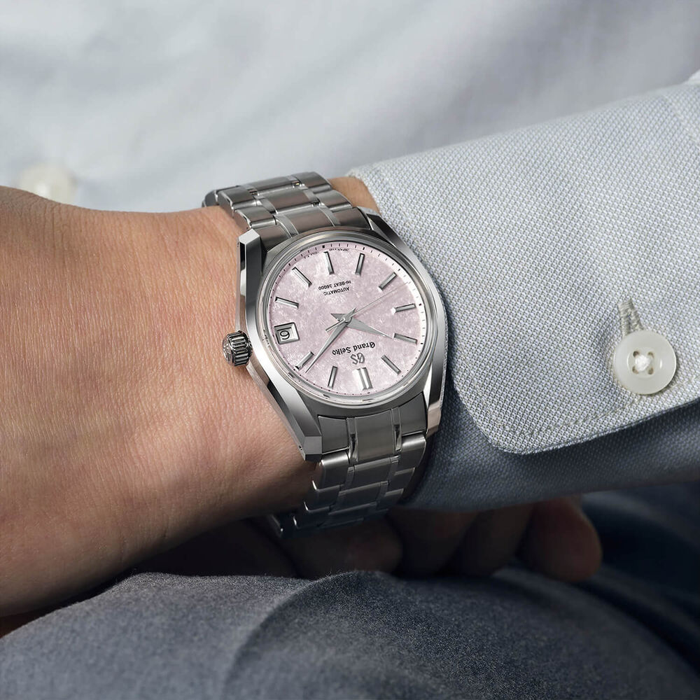 Grand Seiko 'Sakura-Kakushi' 62GS Hi-Beat 38mm Pink Dial Bracelet Watch image number 6