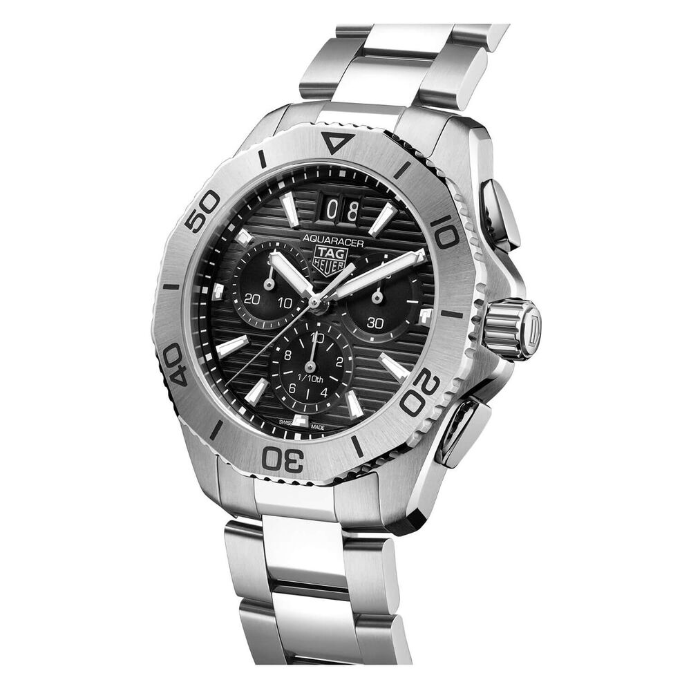 TAG Heuer Aquaracer Professional Chrono 40mm Black Dial Steel Bracelet Watch image number 1