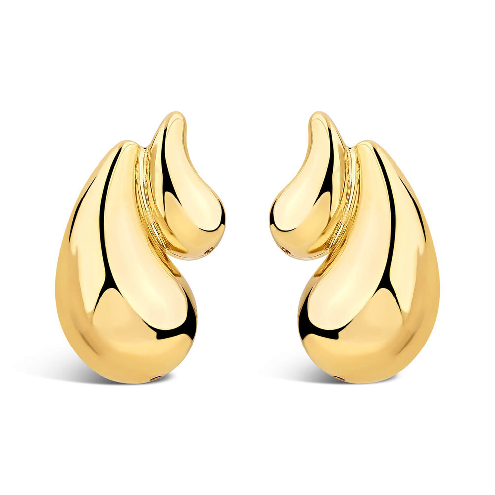 Yellow Gold Plated Sterling Silver Polished Chunky Twist Stud Earrings image number 0