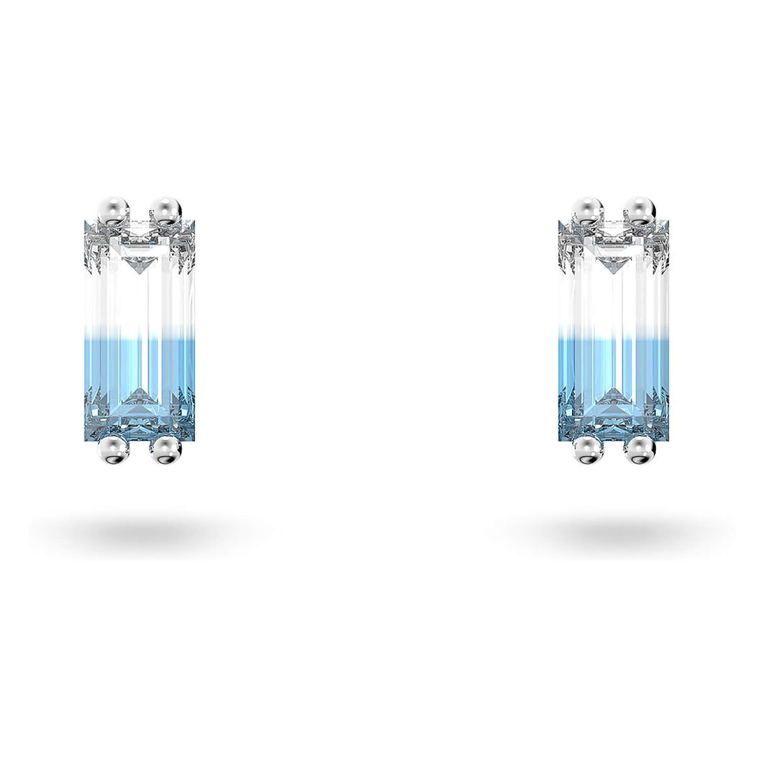Swarovski Stilla Blue Crystal Rectangular Stud Earrings at Fraser Hart