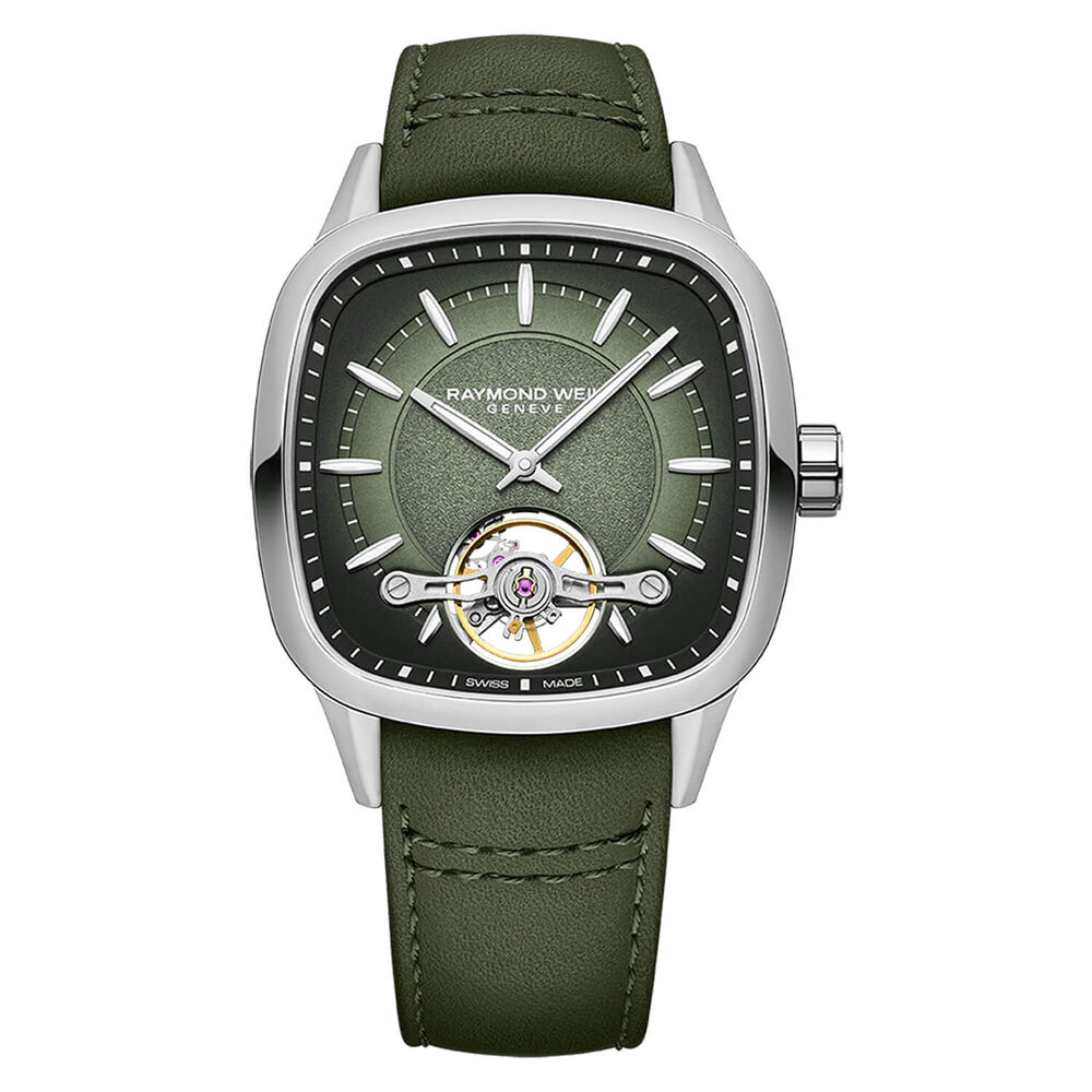 Raymond Weil Freelancer RW1212 40x40mm Green Dial Leather Strap Watch
