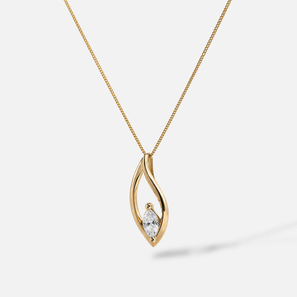 Yellow Gold Plated Vermeil Sterling Silver 0.30ct Lab Grown Marquise Diamond Open Tear Pendant