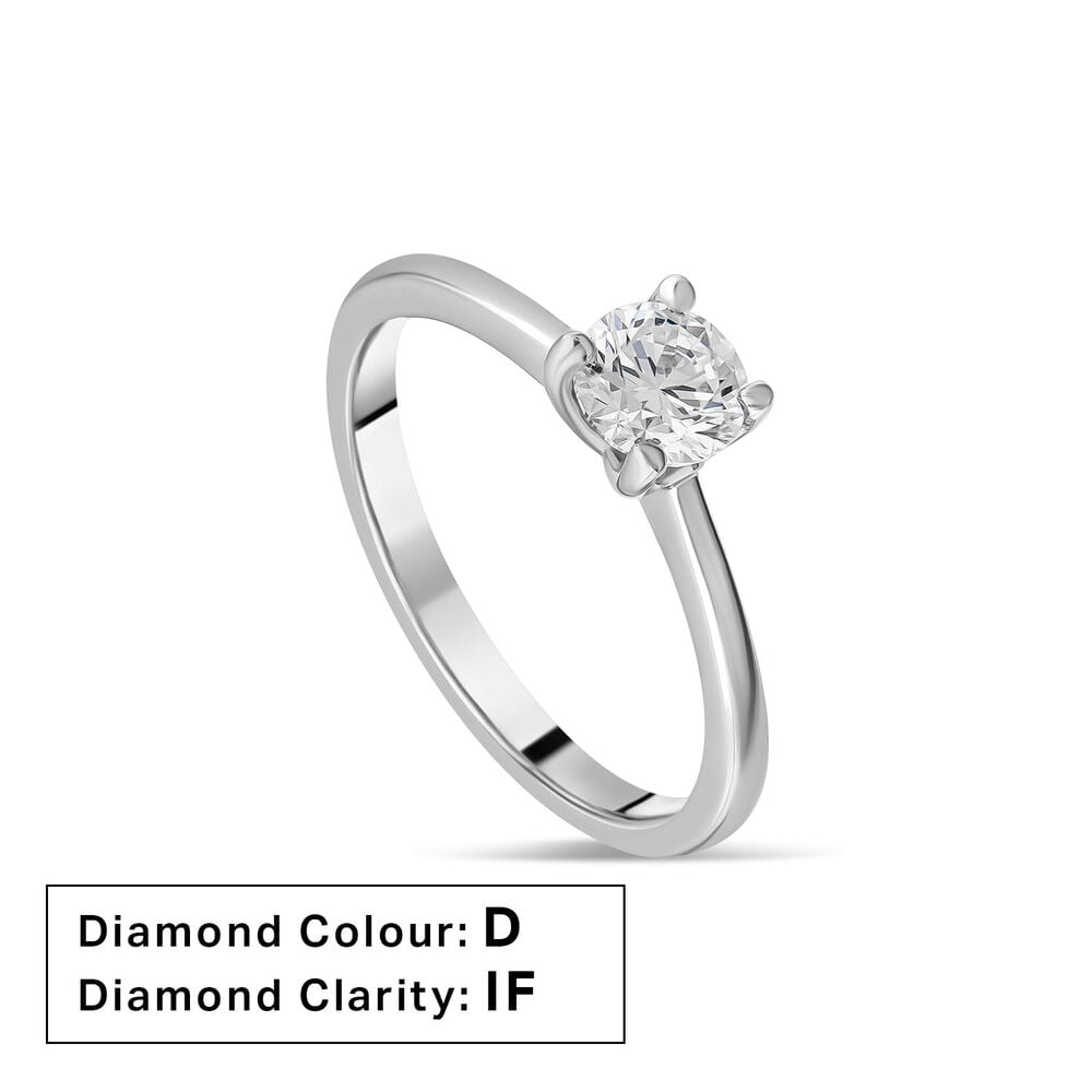 Platinum 0.50ct Round Diamond Four Claw Solitaire Ring