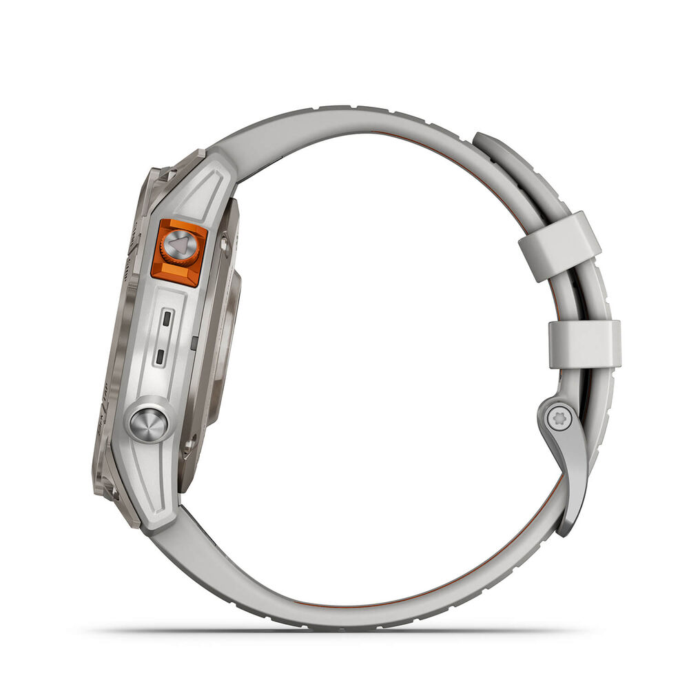 Garmin Fenix 7 Pro Sapphire Solar 47mm Titanium Case Grey & Orange Strap Watch image number 7