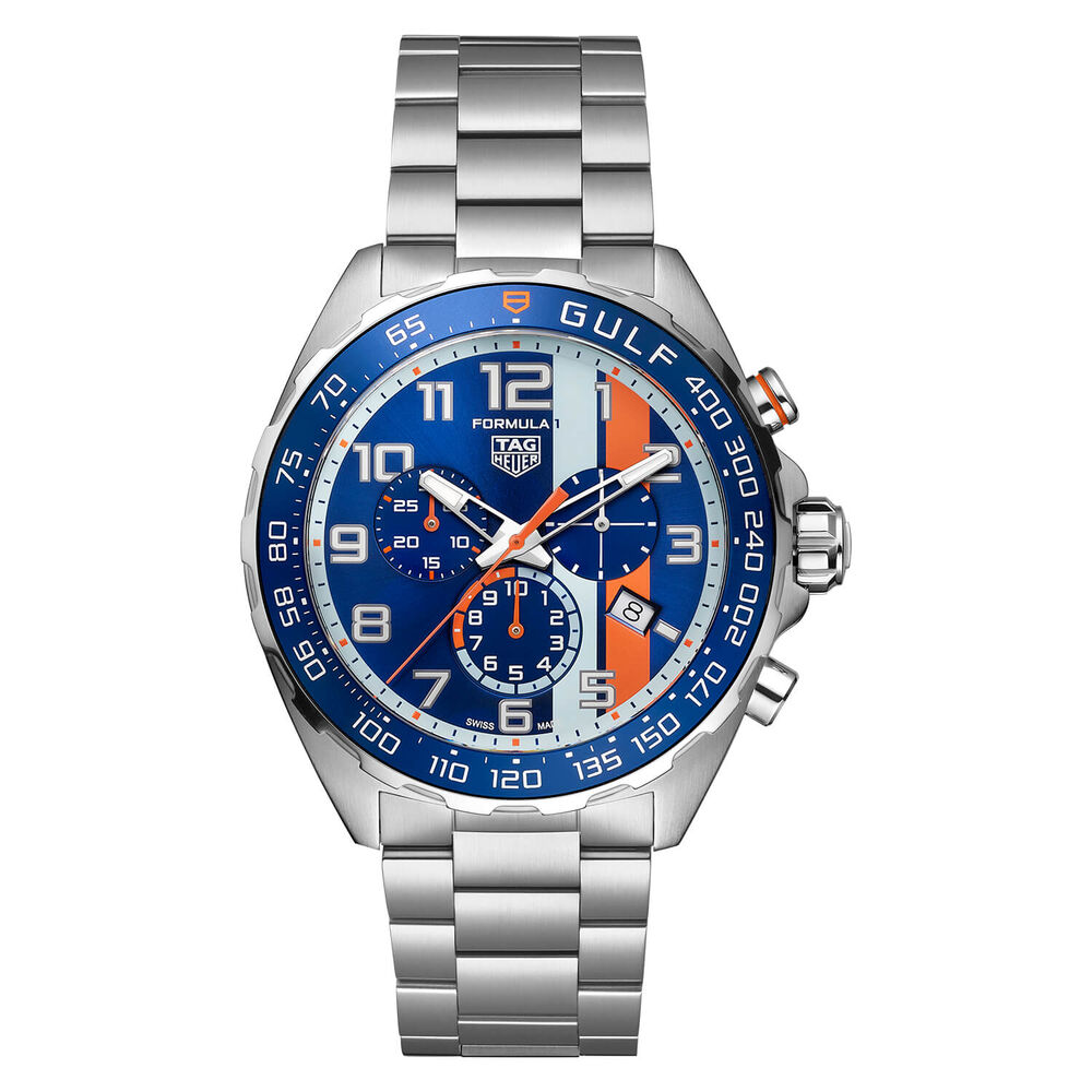 TAG Formula 1 Gulf 43mm Blue & Orange Dial Bracelet Watch image number 0