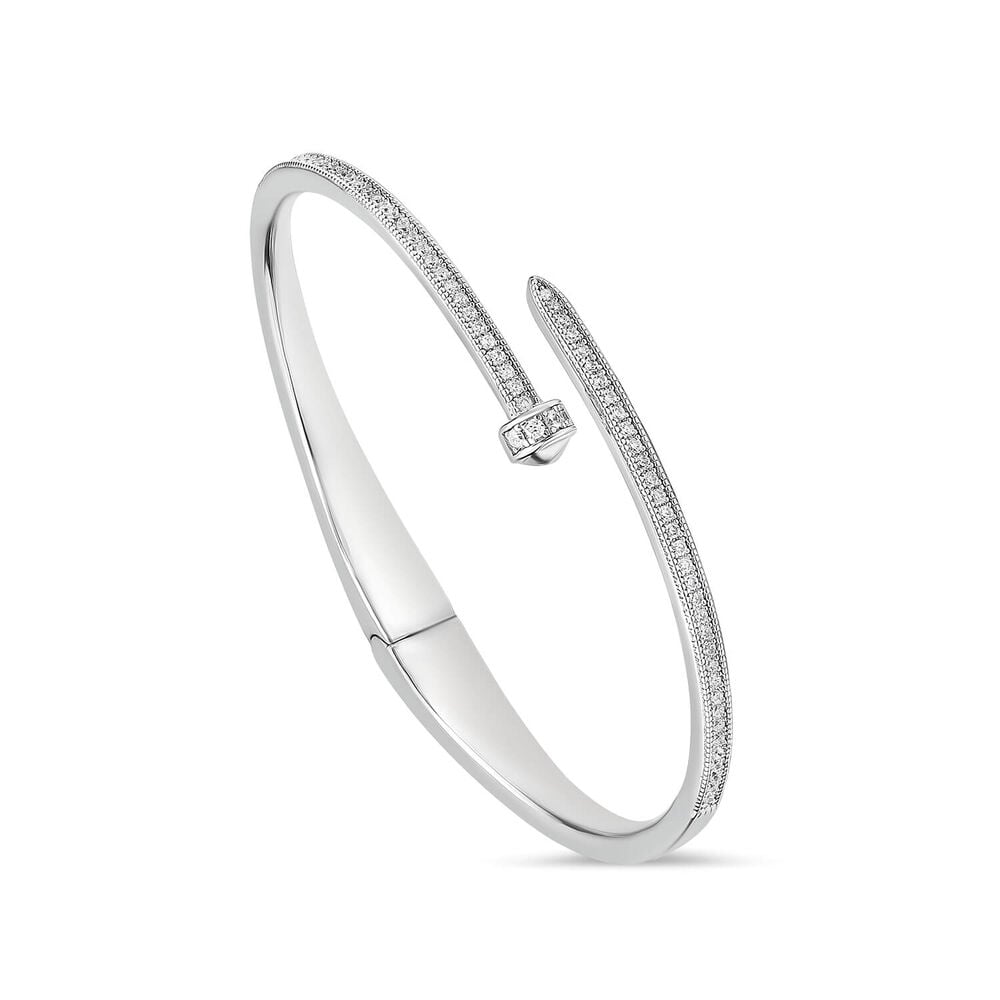 Sterling Silver Cubic Zirconia Open Nail Bangle image number 0