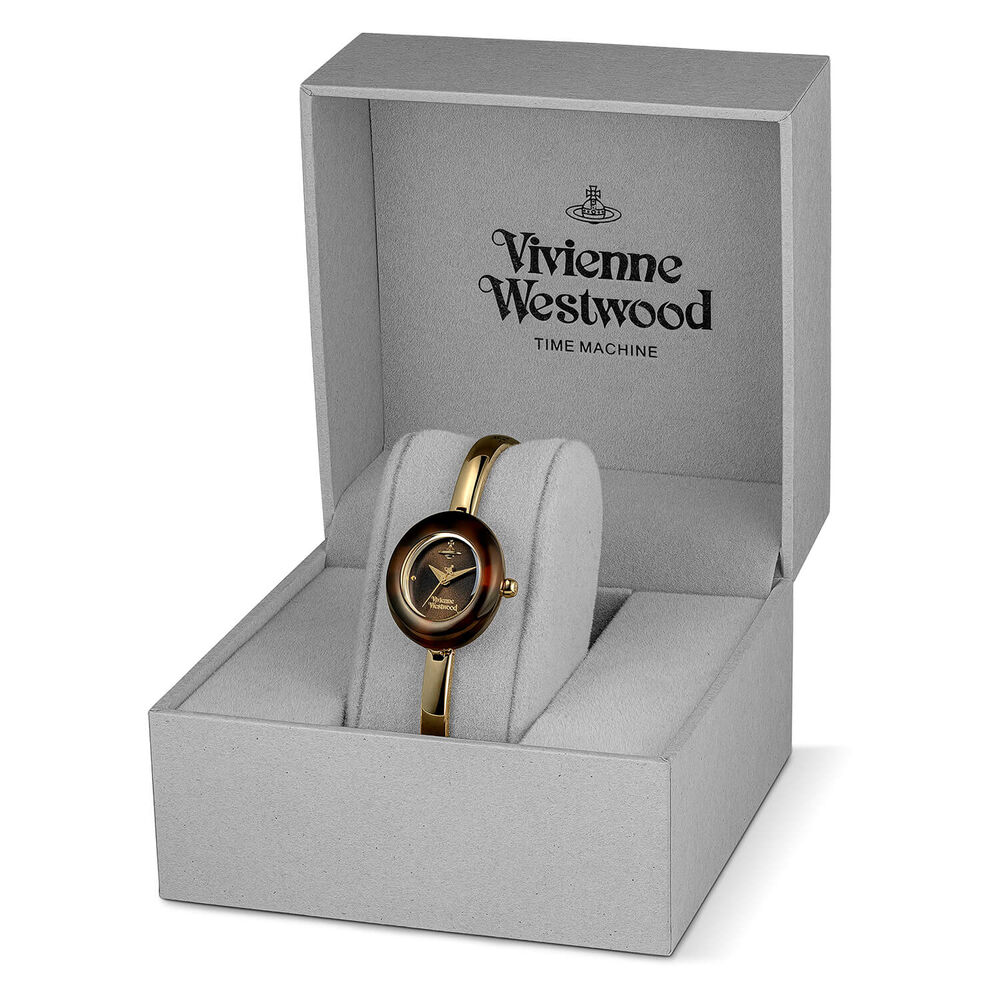 Vivienne Westwood Audley 24mm Brown Dial Tortoiseshell Case Gold Tone Steel Bracelet Watch