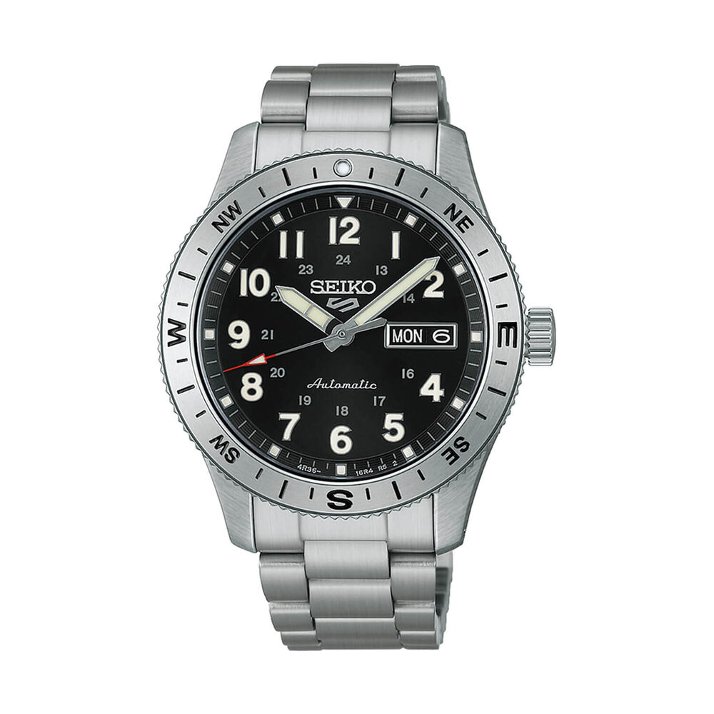 Seiko 5 Sports Field Camo Black 41mm Dial Stainless Steel Bracelet Watch