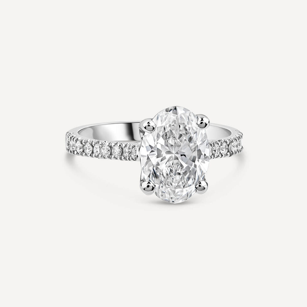 Born Platinum Lab Grown 2.20ct Oval & Diamond Sides Ring image number 2