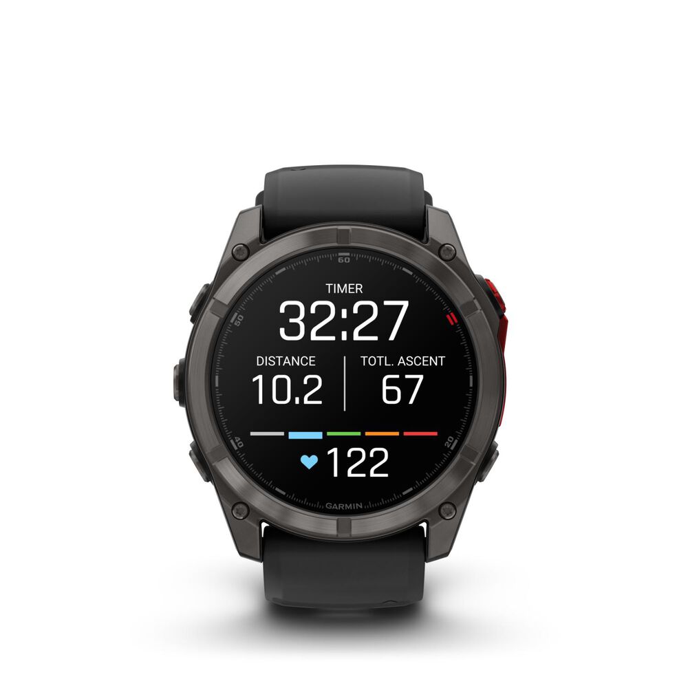 Garmin fenix 8 Pro MicroLED 51mm Carbon Grey DLC Titanium Case Black Silicon Strap Watch image number 3
