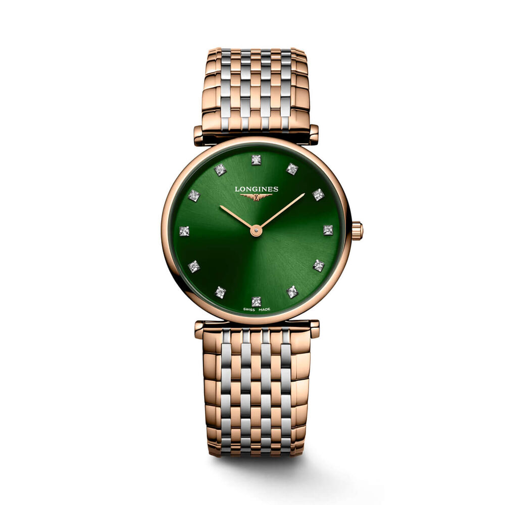 Longines La Grande Classique 29mm Green Dial Diamond Dots Two Tone Steel Bracelet Watch image number 0