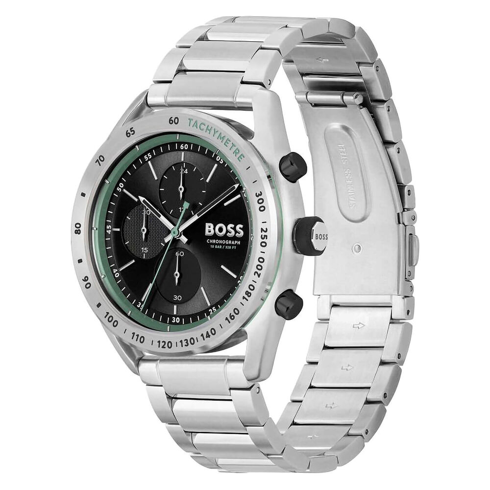 BOSS Center Court 44mm Black Chronograph Dial Steel Bracelet Watch image number 2