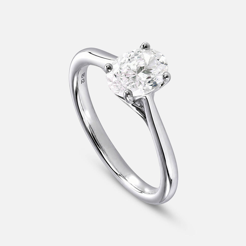 Floral Platinum 1.00ct Oval Diamond Solitaire Ring