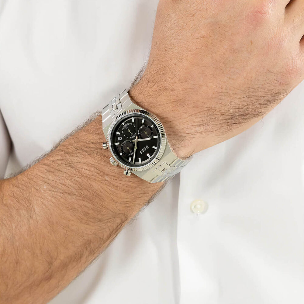 BOSS Candor Prime 41mm Black Dial Stainless Steel Bracelet Chronograph Watch image number 3