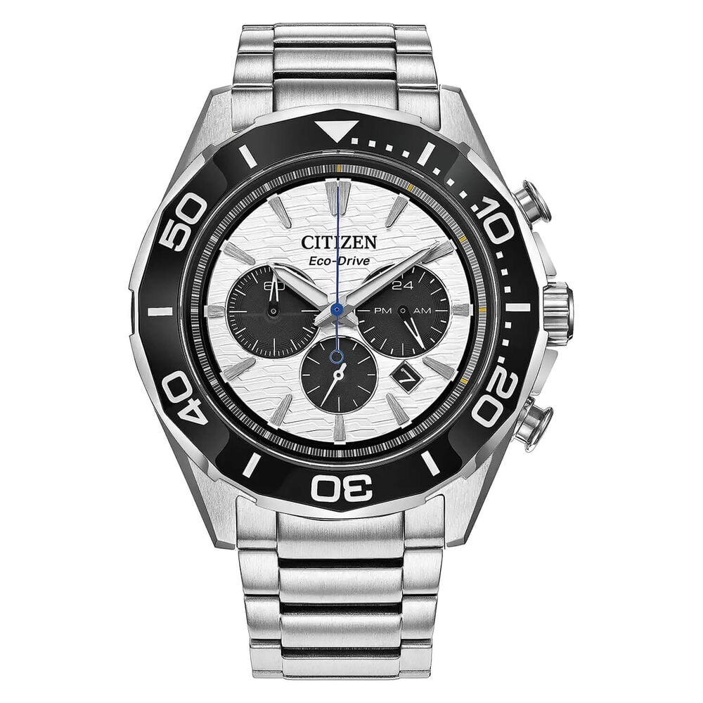 Citizen Endeavor 43mm White Dial Stainless Steel Bracelet Chronograph Watch
