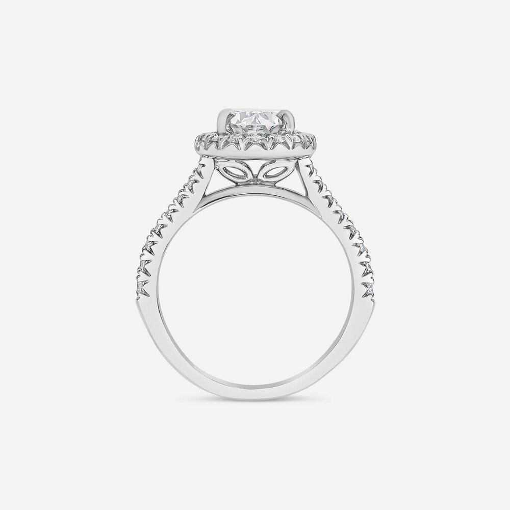 Born Platinum Lab Grown 2.13ct Oval Halo & Diamond Sides Ring image number 3