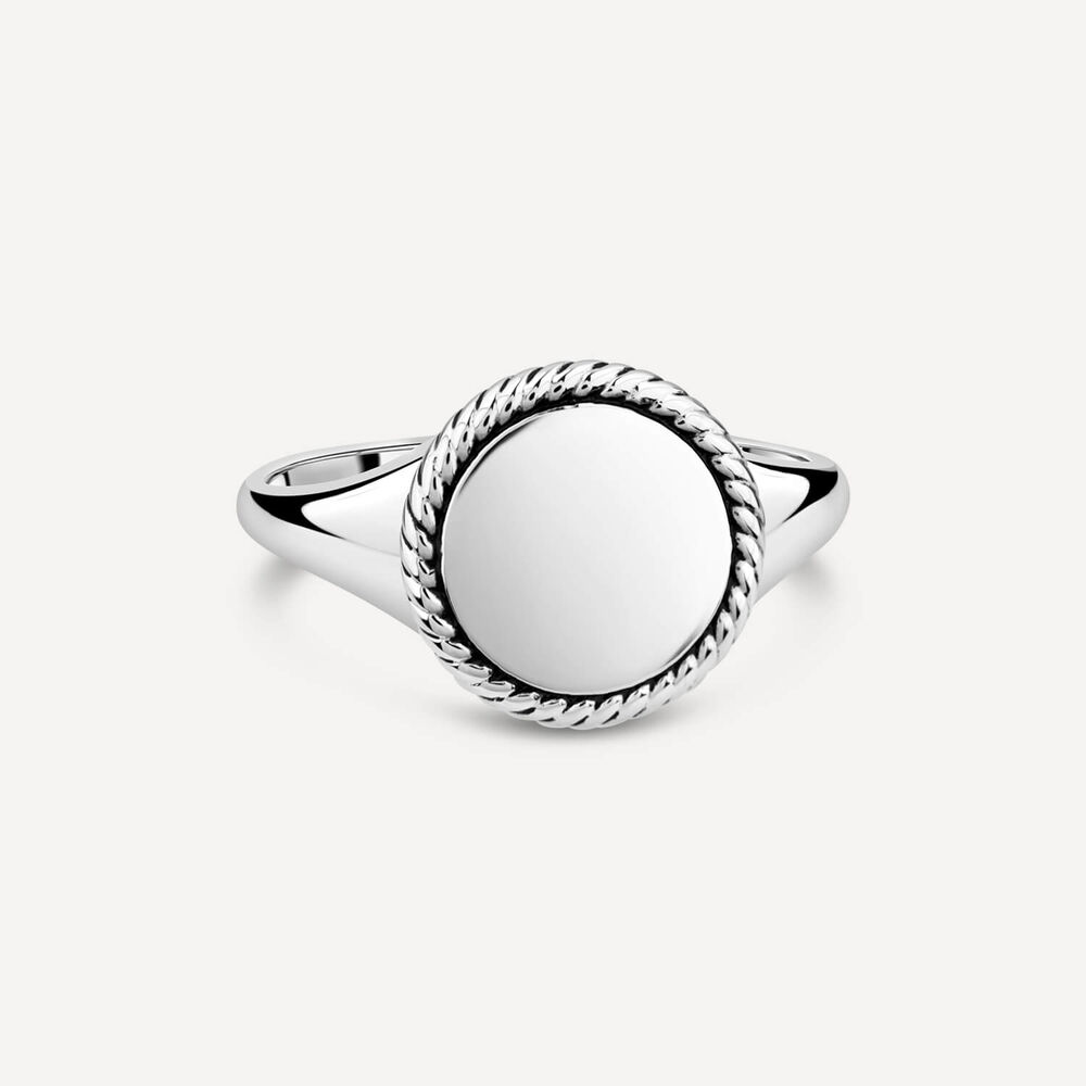 Sterling Silver Oval Rope Edge Signet Ring image number 2