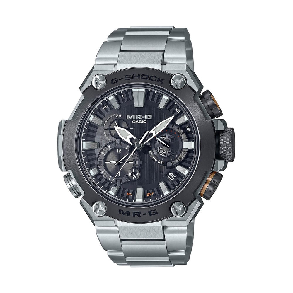 G-SHOCK MR-G 54.7mm Black Dial Silver Titanium Bracelet Watch image number 0