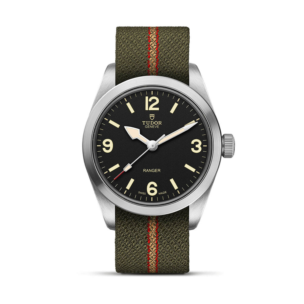 TUDOR Ranger 36mm Black Dial Green Fabric Strap Watch