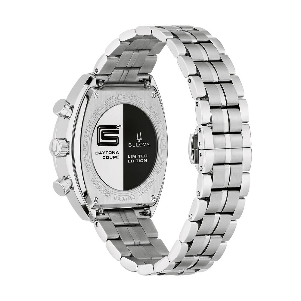 Bulova Shelby Racer Daytona Coupe 40.5mm Silver Dial Steel Bracelet & Brown Leather Strap Watch