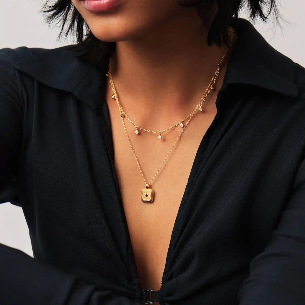 Missoma 18ct Gold Vermeil Sterling Silver Garnet January Birthstone Pendant Necklace